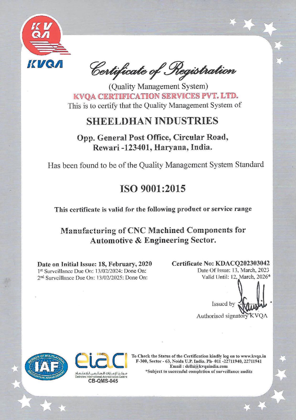 ISO 9001:2015 Certificate